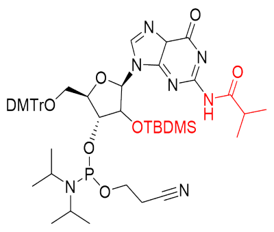 N-(9-(2R,4R,5R)-5-[(双(4-甲氧基苯基)甲氧基)甲基]-4-{(双(丙基-2-基)氨基)(2-氰基乙氧基)膦基]氧基}-3-[(叔丁基二甲基硅基)氧基]氧杂环己烷-2-基]-6-氧代-6,9-二氢-5H-嘌呤-2-基)-2-甲基丙酰胺