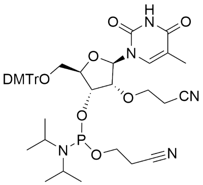 3-{[(2R,3R,4R,5R)-5-[(双(4-甲氧基苯基)(苯基)甲氧基)甲基]-4-{[(双(丙基-2-基)氨基)(2-氰基乙氧基)膦酰基]氧基}-2-(5-甲基-2,4-二氧代-1,2,3,4-四氢嘧啶-1-基)氧杂环己烷-3-基]氧基}丙腈