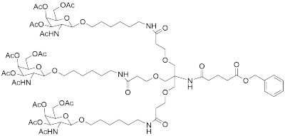 4-苄基 4-[(1,3-双(2-[(6-{[(2R,3R,4R,5R,6R)-4,5-双(乙酰氧基)-6-[(乙酰氧基)甲基]-3-乙酰氨基氧杂环氧杂环丙烷-2-基]氧基}己基)氨基甲酰基]乙氧基)-2-[(2-[(6-{[(2R,3R,4R,5R,6R)-4,5-双(乙酰氧基)-6-[(乙酰氧基)甲基]-3-乙酰氨基氧杂环氧杂环戊烷-2-基]氧基]己基)氨基甲酰基]乙氧基)甲基]丙-2-基)氨基甲酰基]丁酸酯