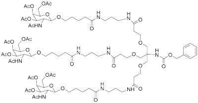 [(2R,3R,4R,5R,6R)-3,4-双乙酰氧基)-6-(4-(3-(3-(2-{[(苄氧基)羰基]氨基}-3-(2-[(3-(5-{[(2R,3R,4R,5R,6R)-4,5-双(乙酰氧基)-6-[(乙酰氧基)甲基]-3-乙酰氨基氧杂环戊烷-2-基]氧基-戊酰胺)丙基)氨基甲酰基]乙氧基)-2-[(2-[(3-(5-{[(2R,3R,4R,5R,6R)-4,5-双(乙酰氧基)-6-[(乙酰氧基)甲基]-3-乙酰氨基氧杂环戊烷-2-基]氧基]戊酰胺)丙基)氨基甲酰基]乙氧基)甲基]丙氧基)丙基)氨基甲酰基]丁氧基)-5-乙酰氨基氧杂环戊烷-2-基]乙酸甲酯