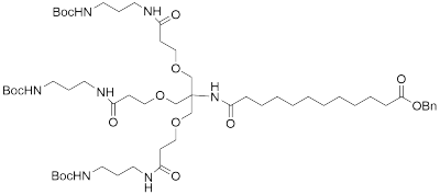 苄基 11-[(1,3-双(2-[(3-{[(叔丁氧基)羰基]氨基]丙基)氨基甲酰基]乙氧基)-2-[(2-[(3-{[(叔丁氧基)羰基]氨基]丙基)氨基甲酰基]乙氧基)甲基]丙-2-基)氨基甲酰基]十一酸酯